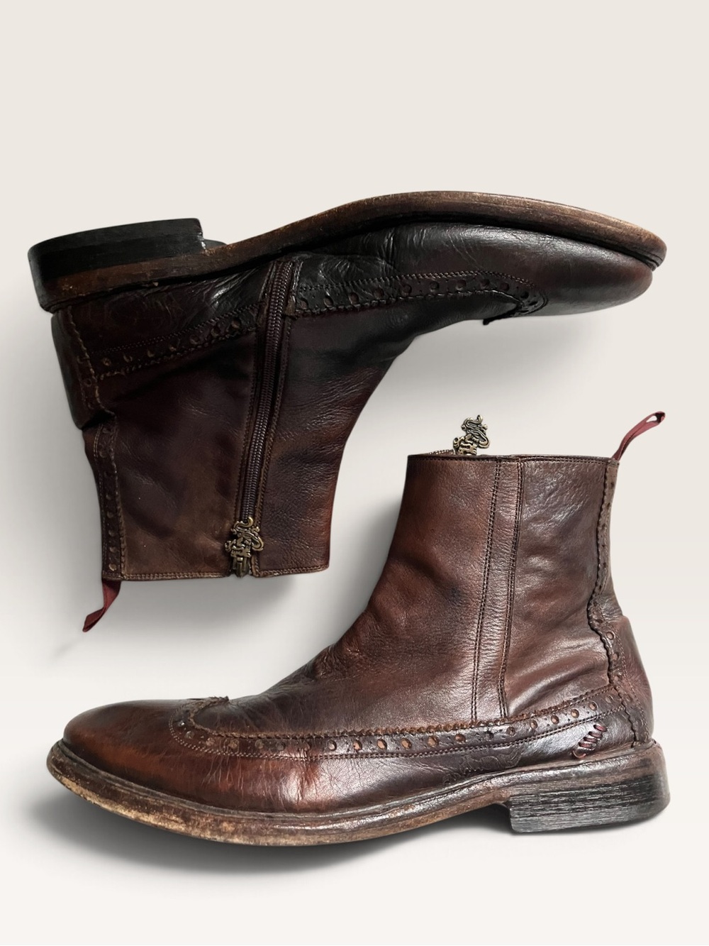 Mark Nason 67677 Dragon Rock Boots Men’s 11 Brown Italian Leather Distressed